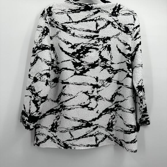 Ming Wang Jacket Womens Medium Black White Abstract Textured Button Front Blazer - Picture 4 of 10